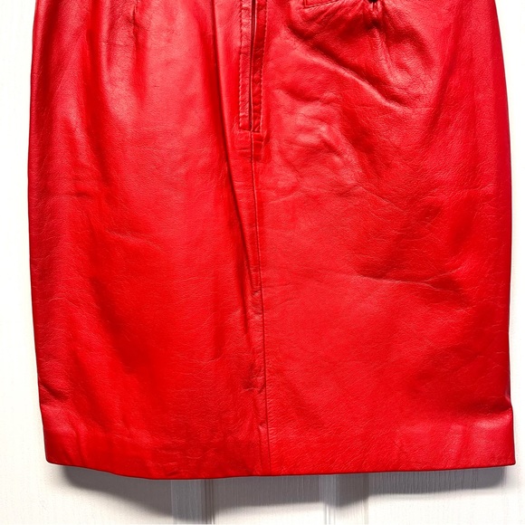 VTG. 80's WILSONS Red Leather MOB WIFE Skirt - Sz 8 - Picture 11 of 15